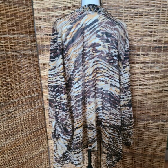 NWT Avenue Sz 30/32 Kimono Jacket Topper Cover Up Waterfall Boho Flowy Browns - Picture 4 of 6